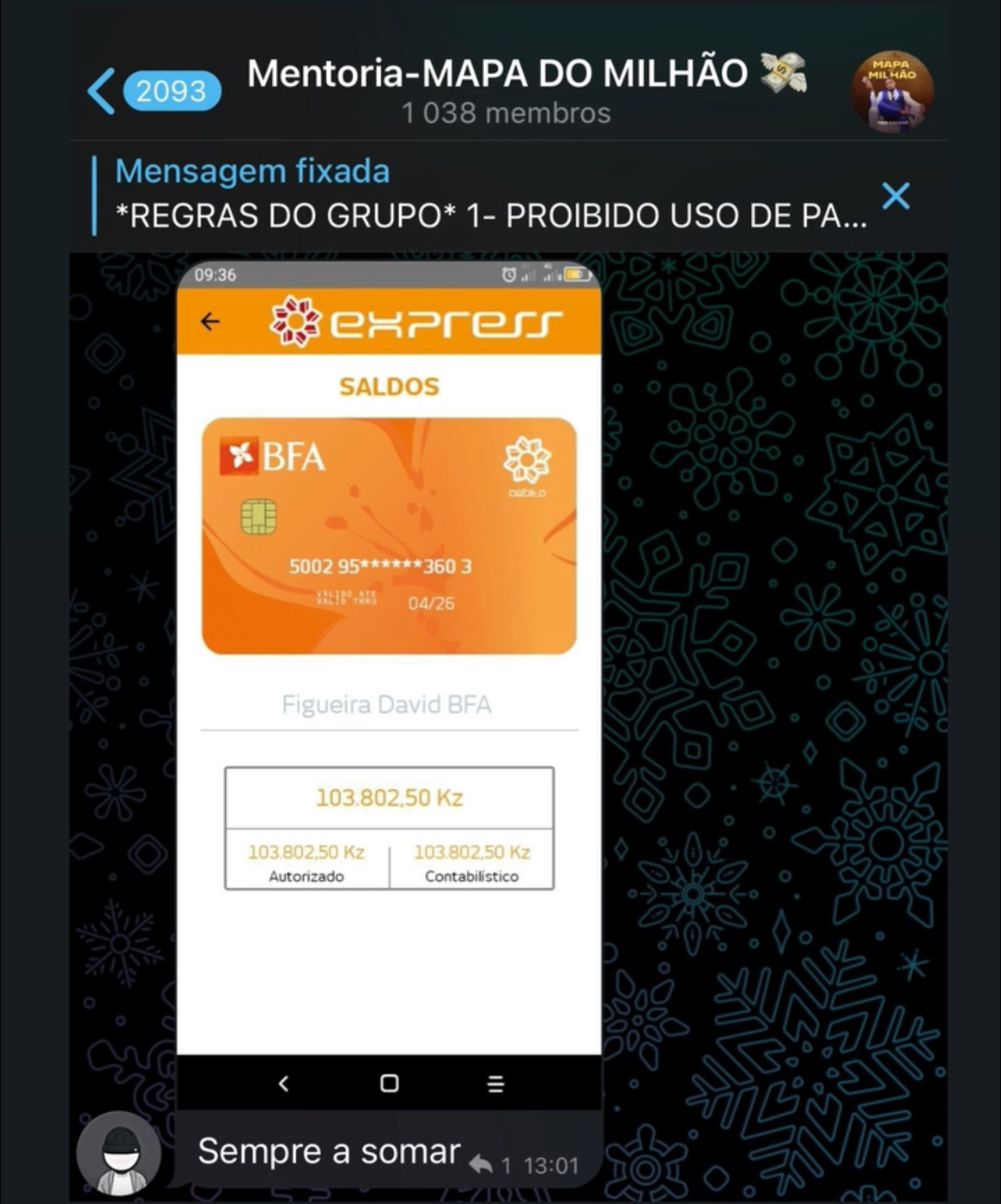 Captura de ecrã de resultado de aluno