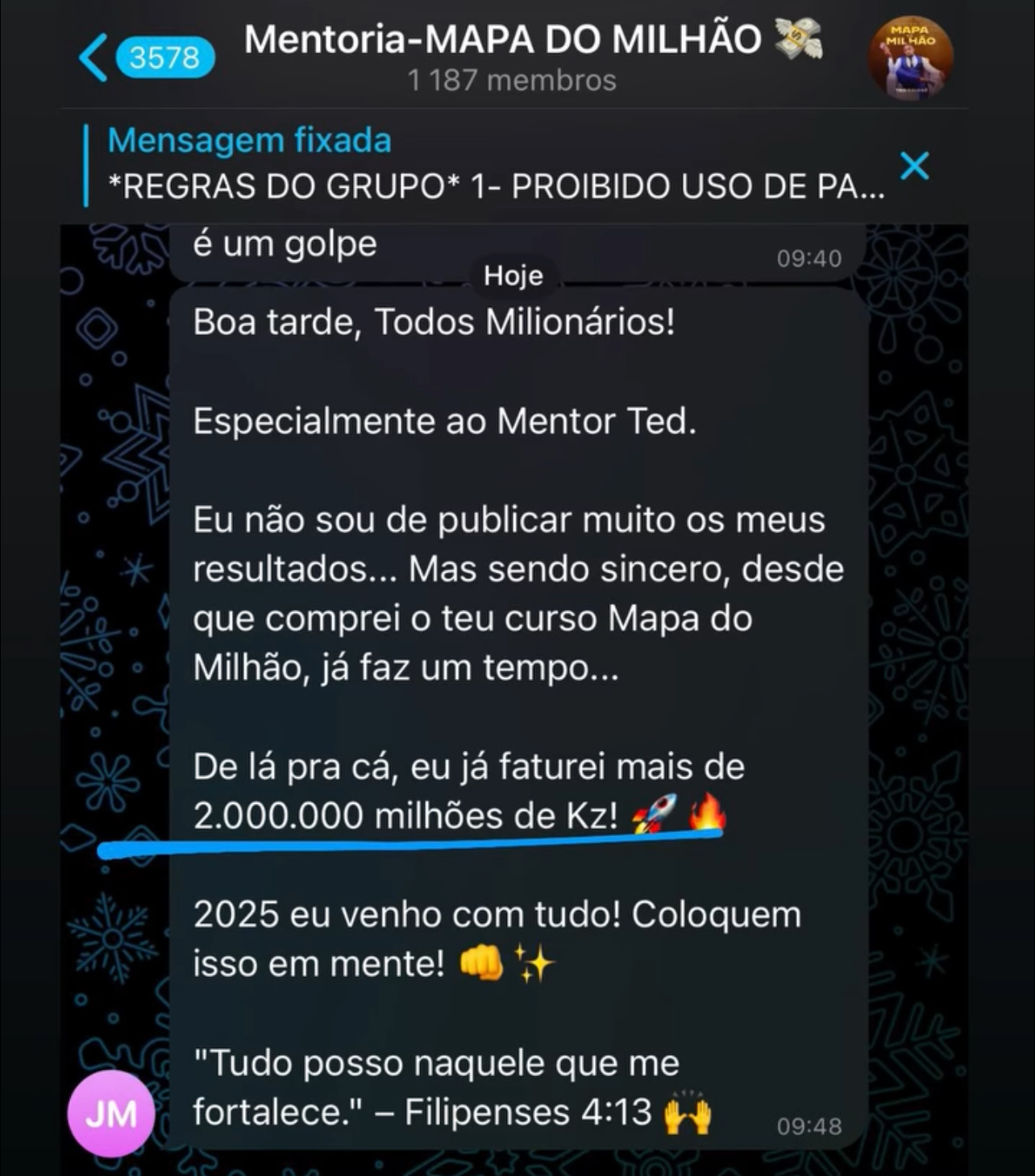 Captura de ecrã de resultado de aluno